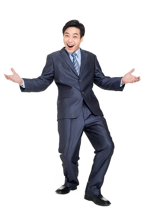 商务男士摊开双手