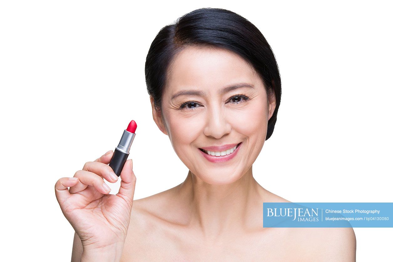 Beautiful Mature Chinese Woman With Lipstick High Res Stock Photo For