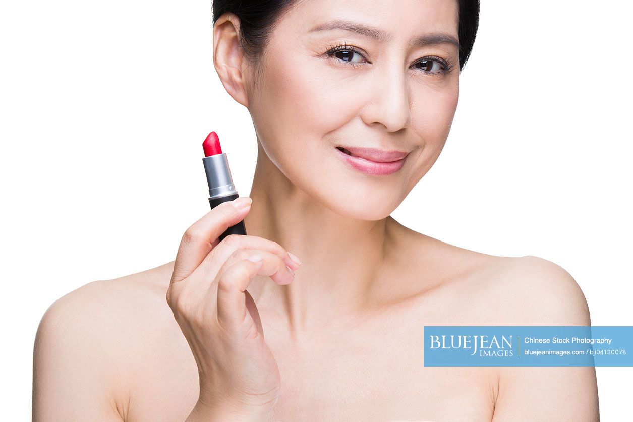 Beautiful Mature Chinese Woman With Lipstick High Res Stock Photo For