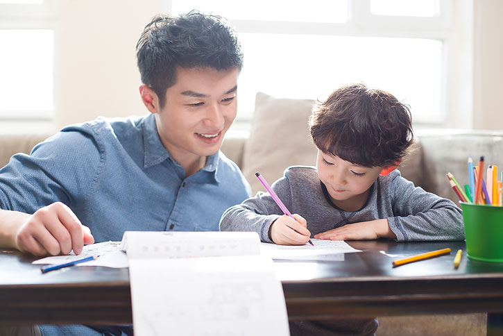 chinese children doing homework