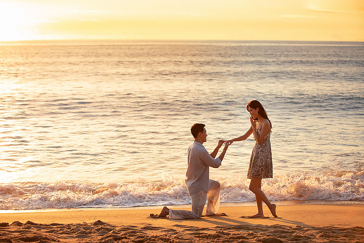 年轻情侣的求婚时刻