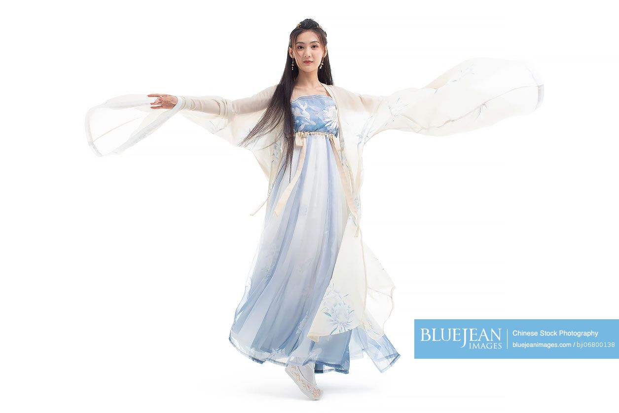 Beautiful young Chinese woman in ancient costume dancing-High-res stock ...
