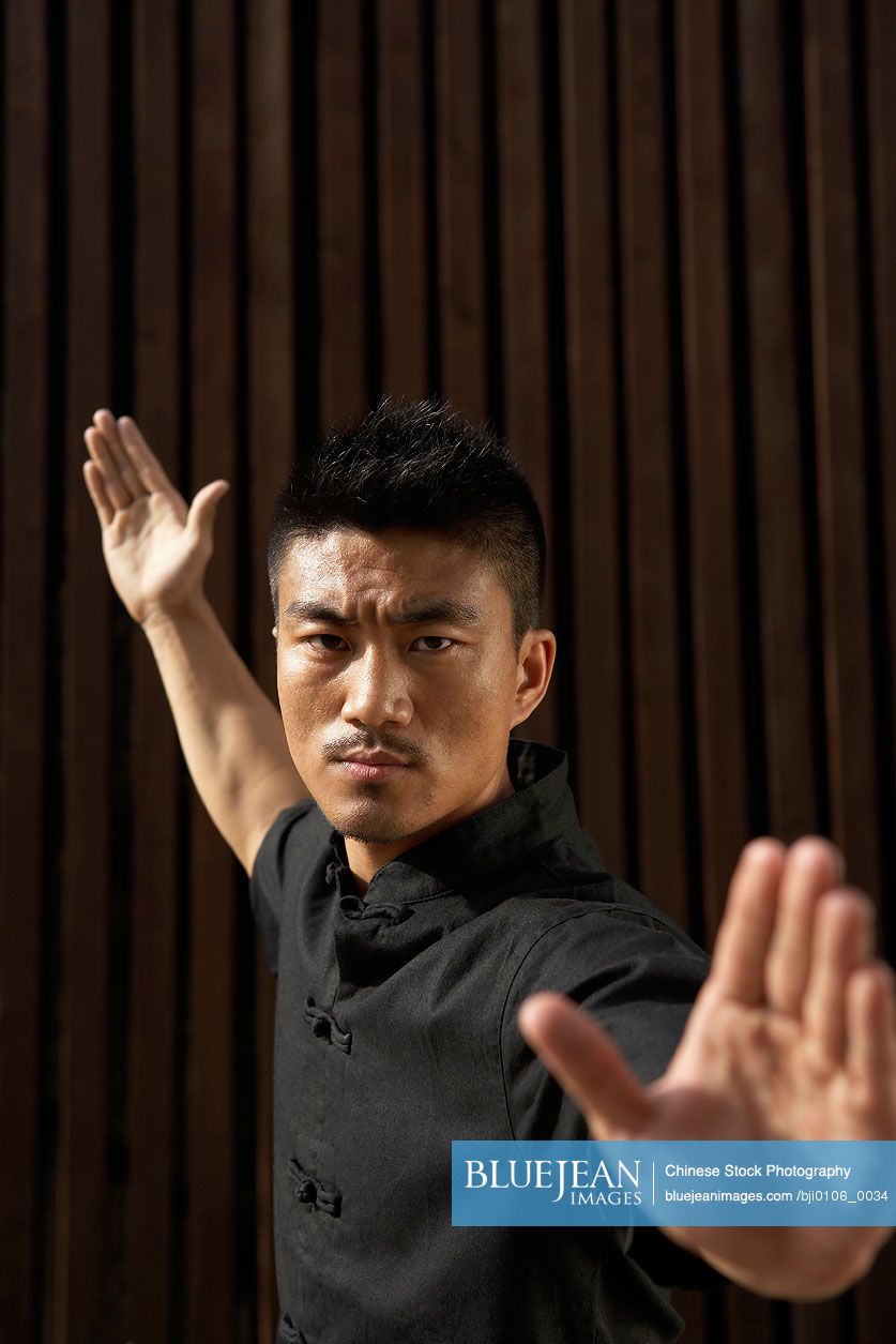 Chinese man practicing martial arts