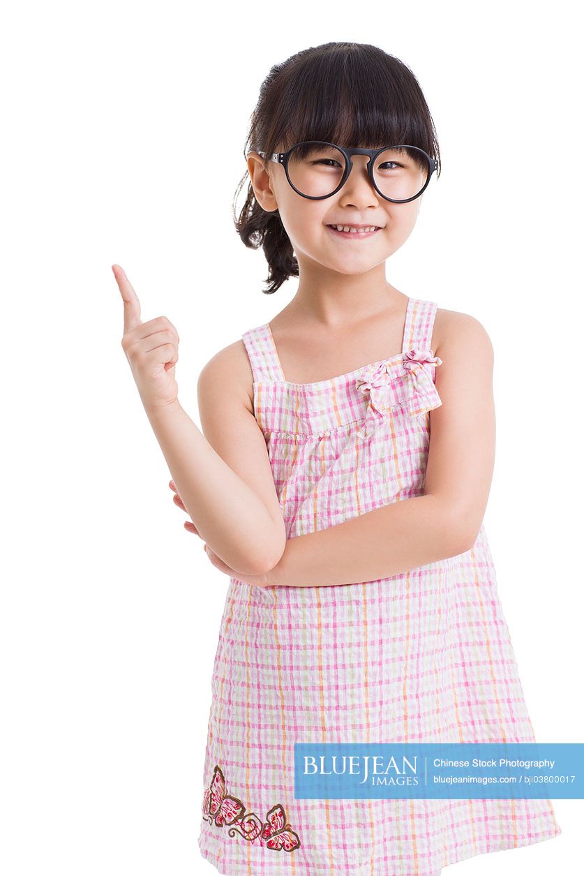 Cute little Chinese girl with glasses