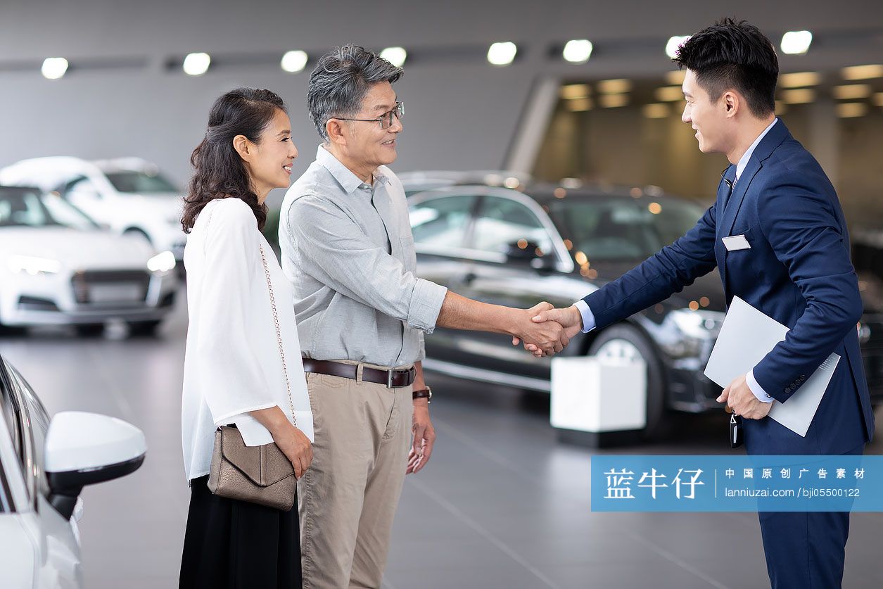 快乐的成熟夫妇选购汽车