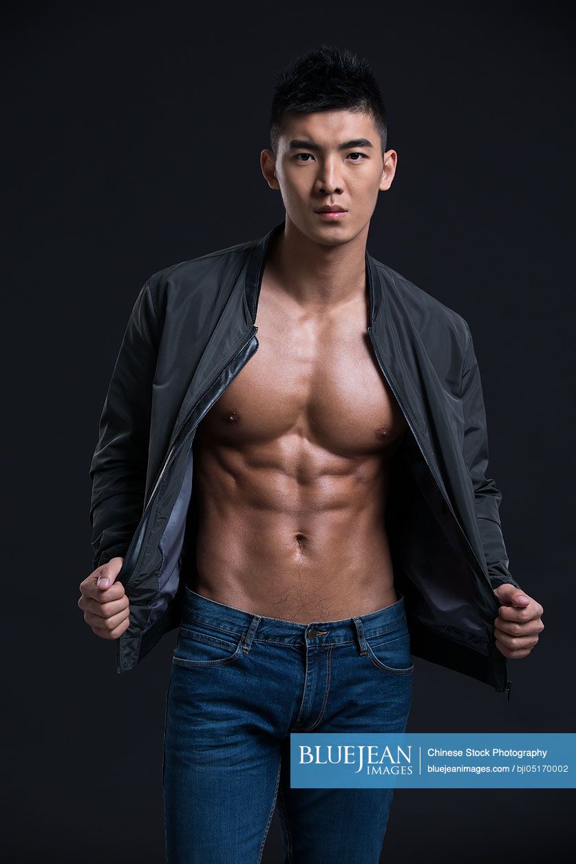 Portrait of young Chinese muscular man