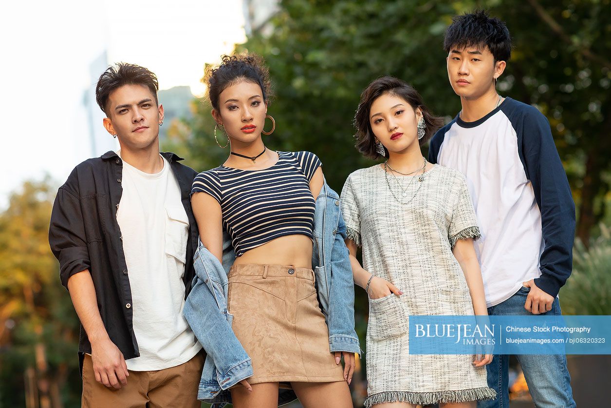Fashionable young Chinese people on street
