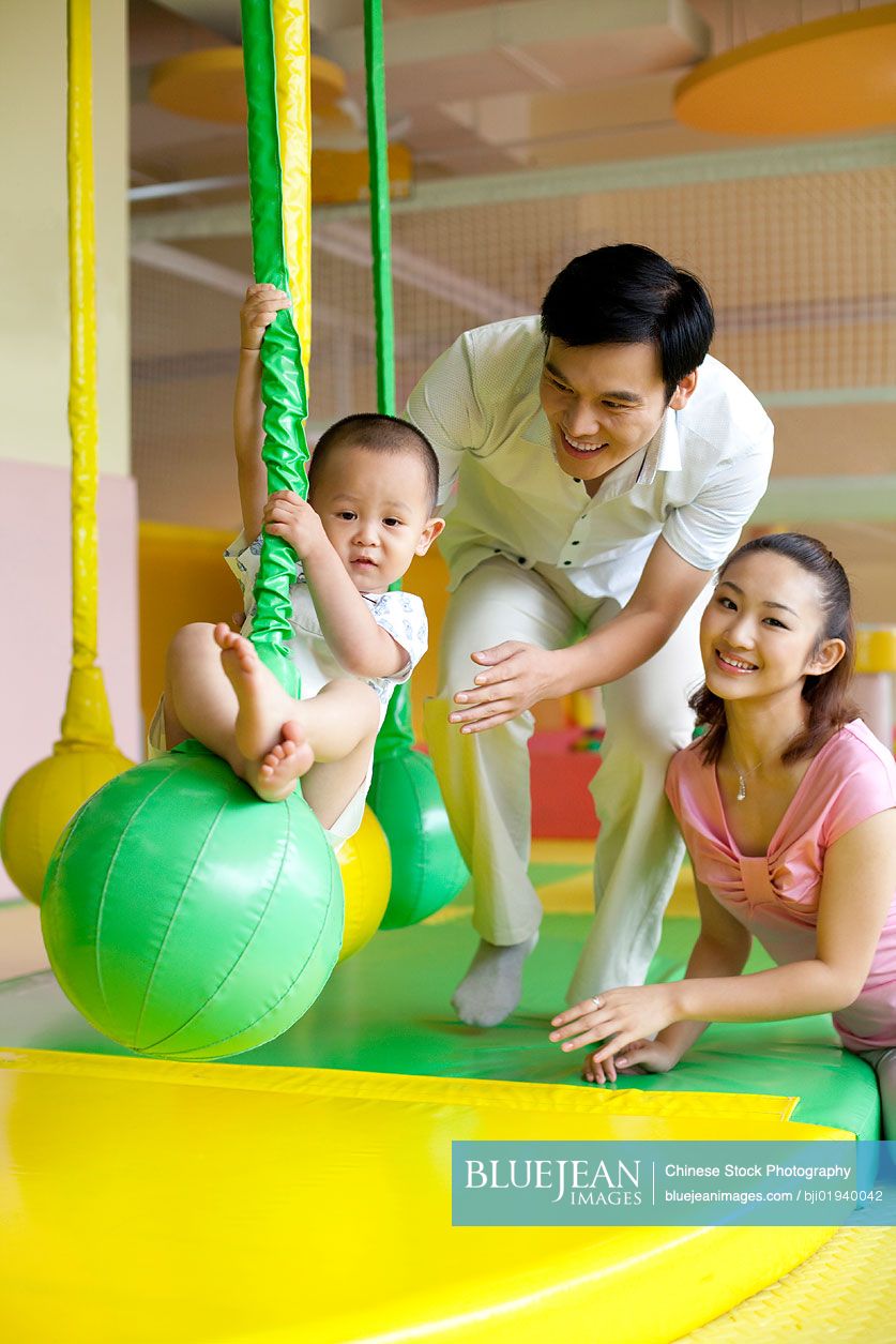 Chinese family playing together