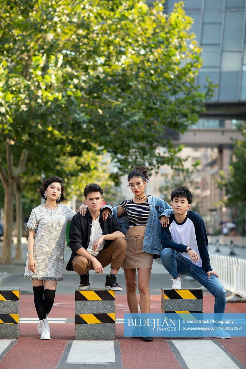 Fashionable young Chinese people on street