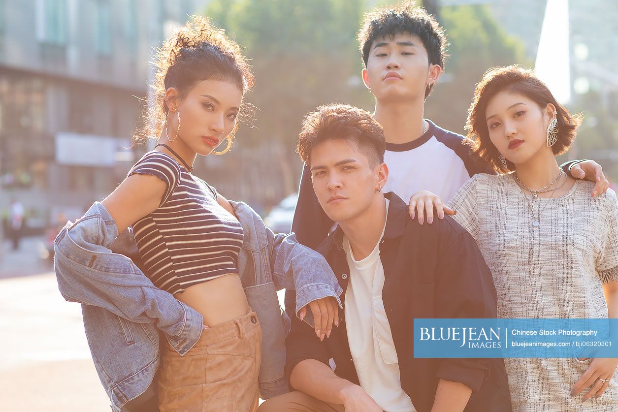Fashionable young Chinese people on street