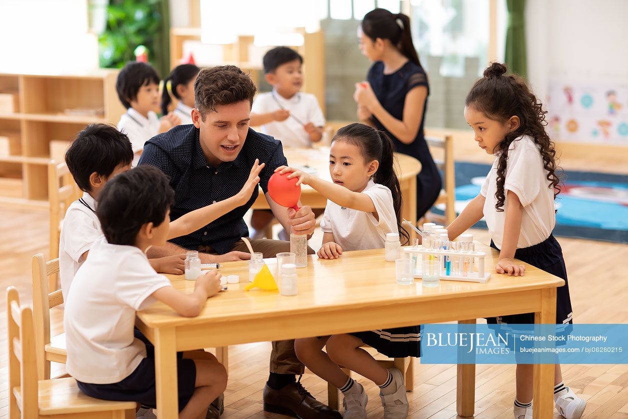 Children having science class