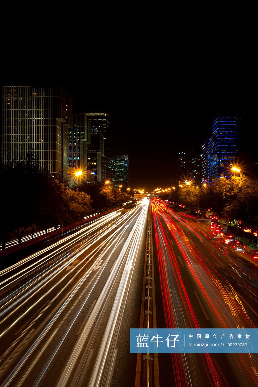 北京市街区夜景