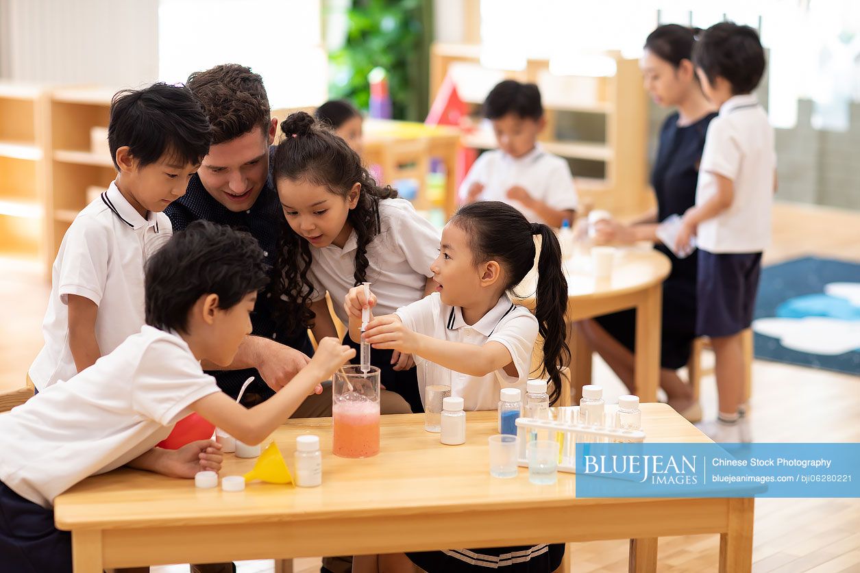 Children having science class
