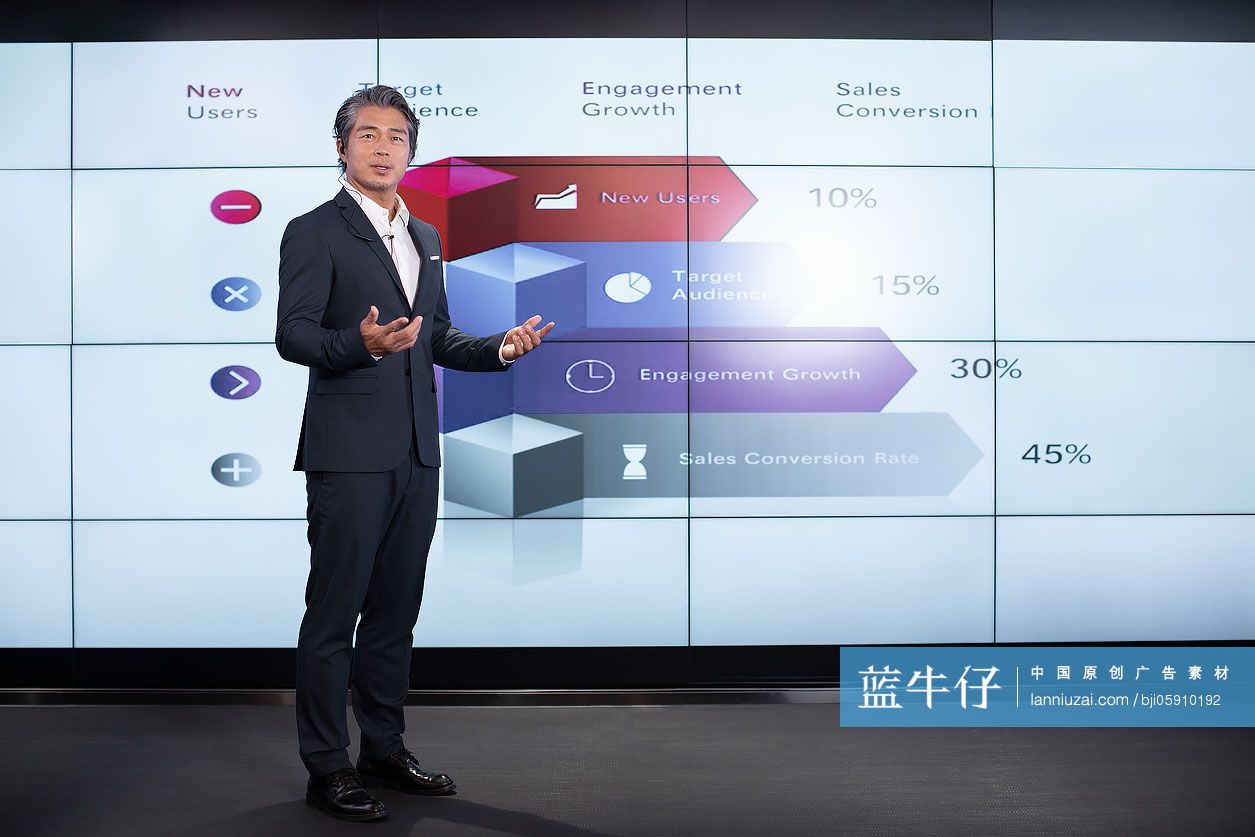 自信的商务男士做演讲