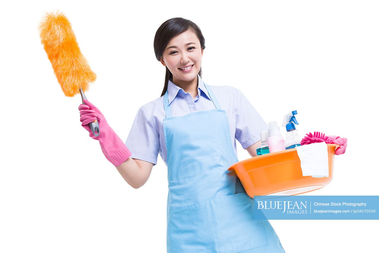 Chinese janitorial staff cleaning