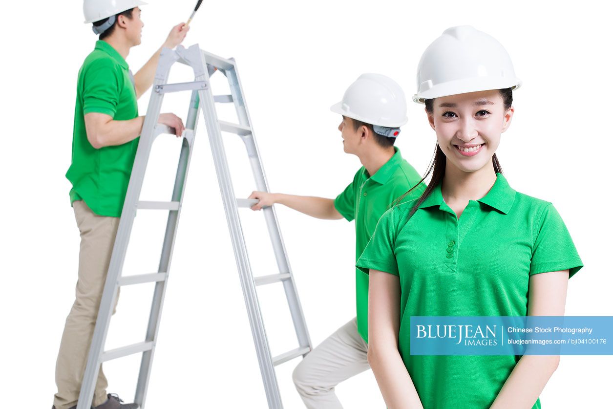 Chinese volunteers working on construction site-High-res stock photo ...