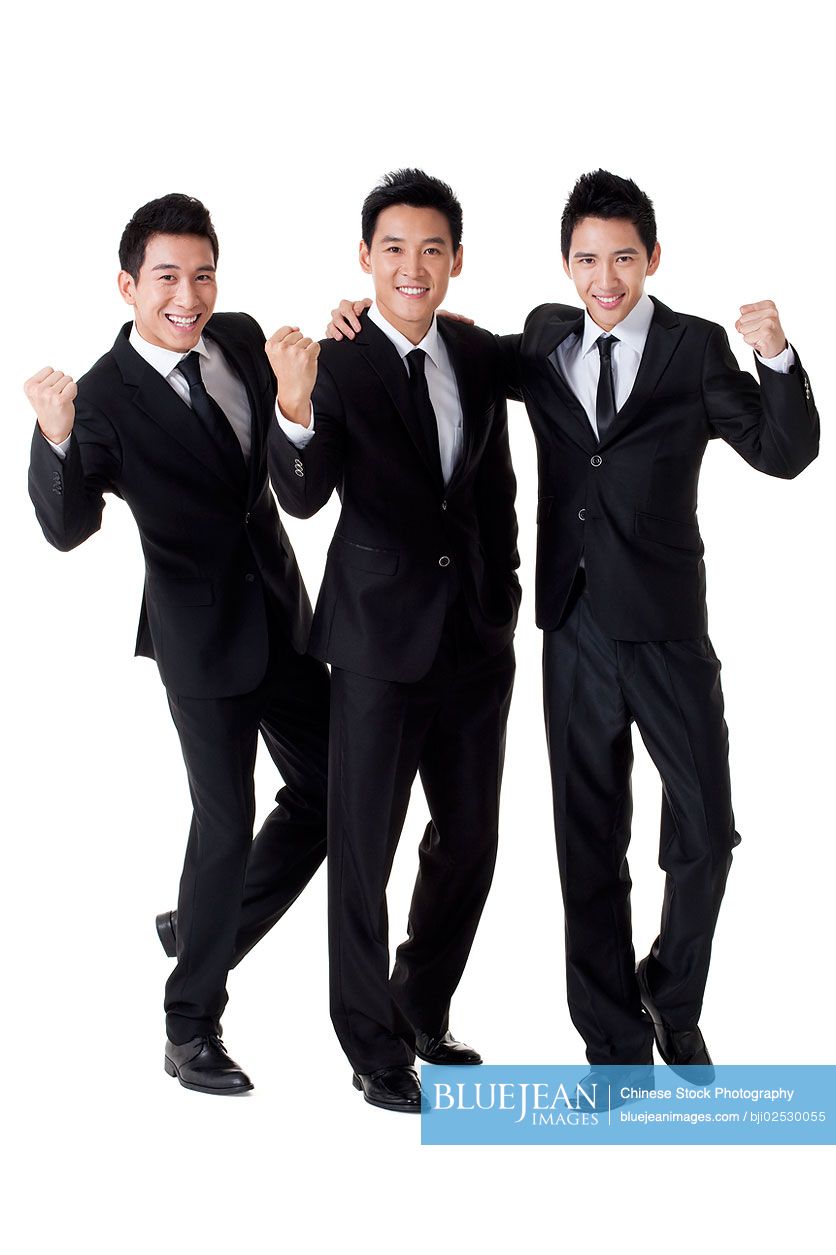 Chinese businessmen in celebration