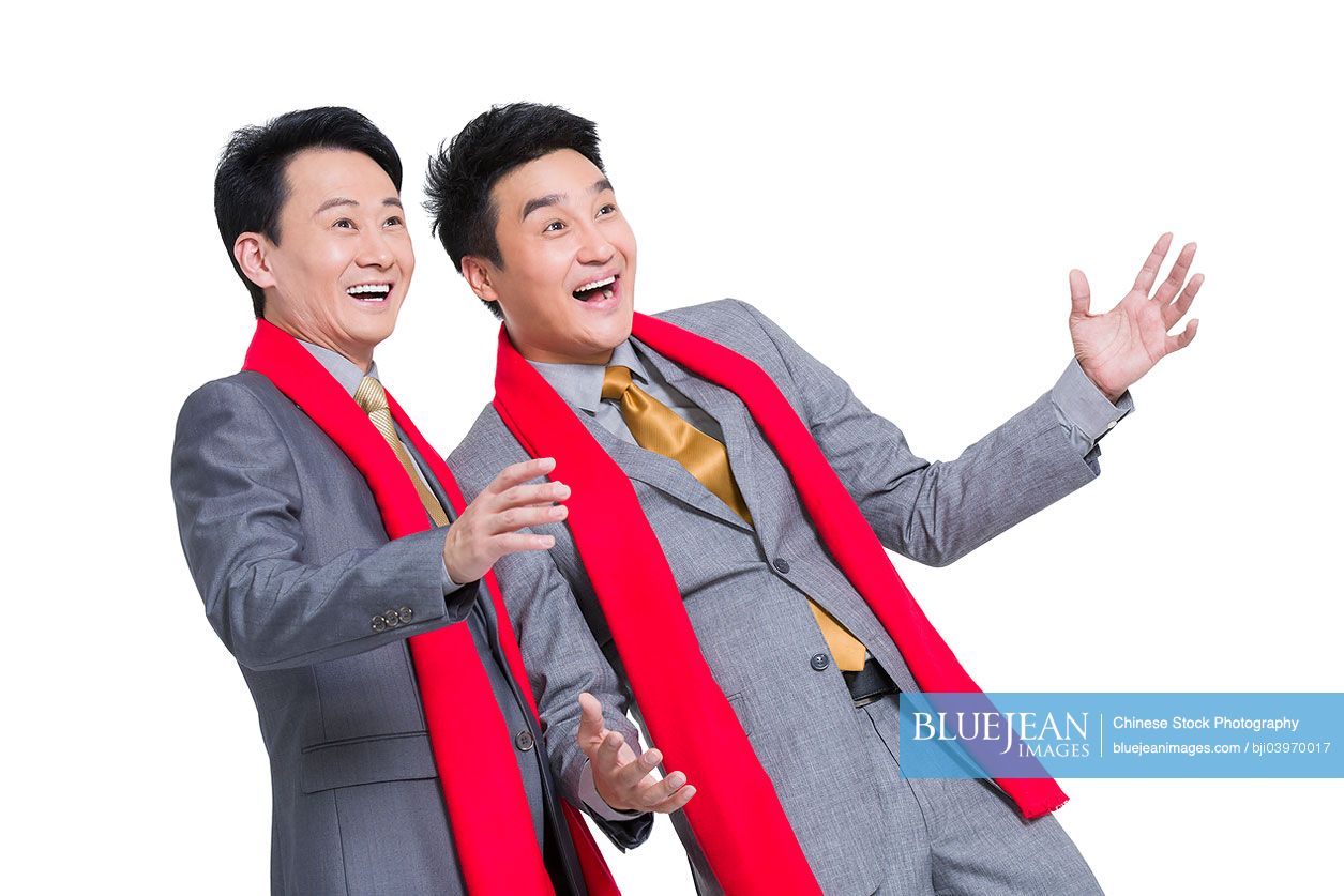 Chinese businessmen with surprised facial expression