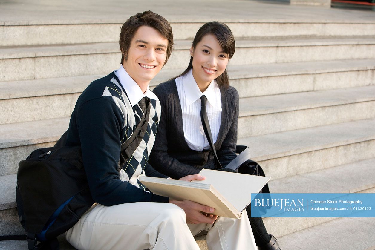 Students on the steps