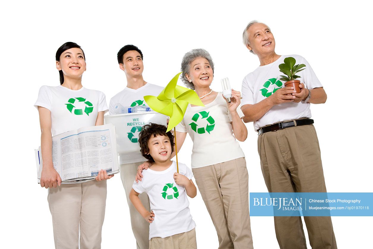 Portrait of an eco-friendly Chinese family