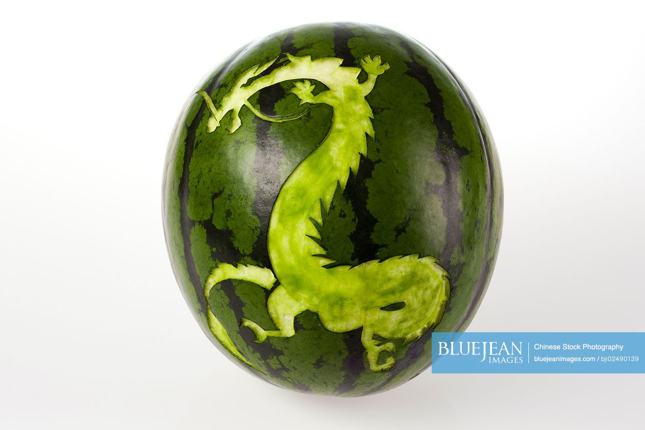 Dragon Carved into a Watermelon