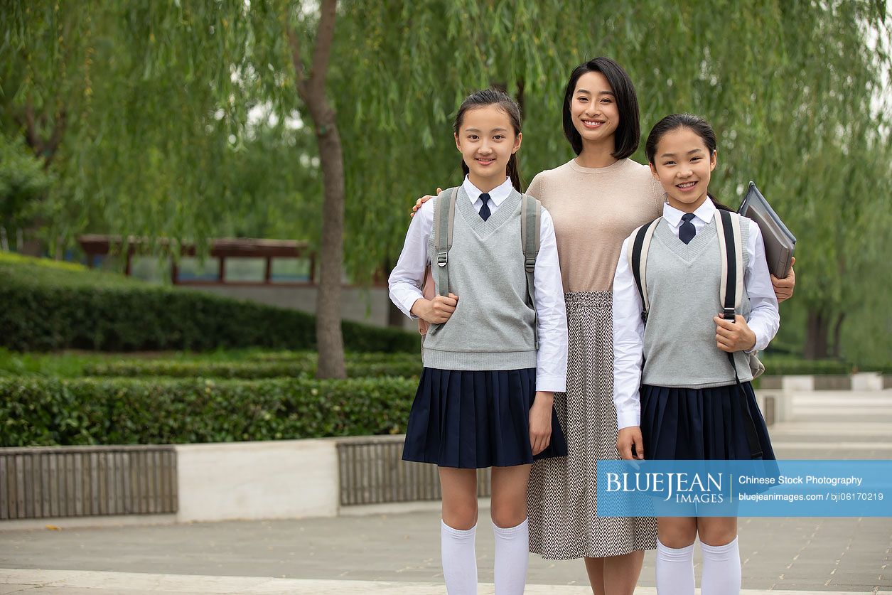 Chinese teacher and students on campus