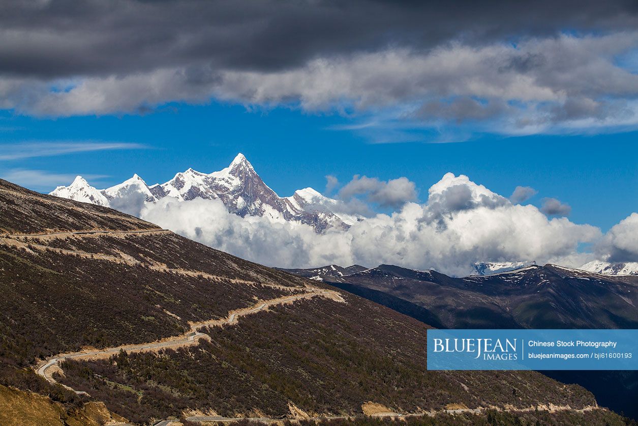 Mountain road in Tibet, China