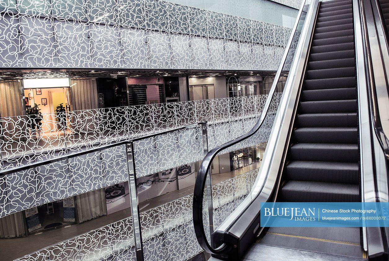 Escalator in modern building