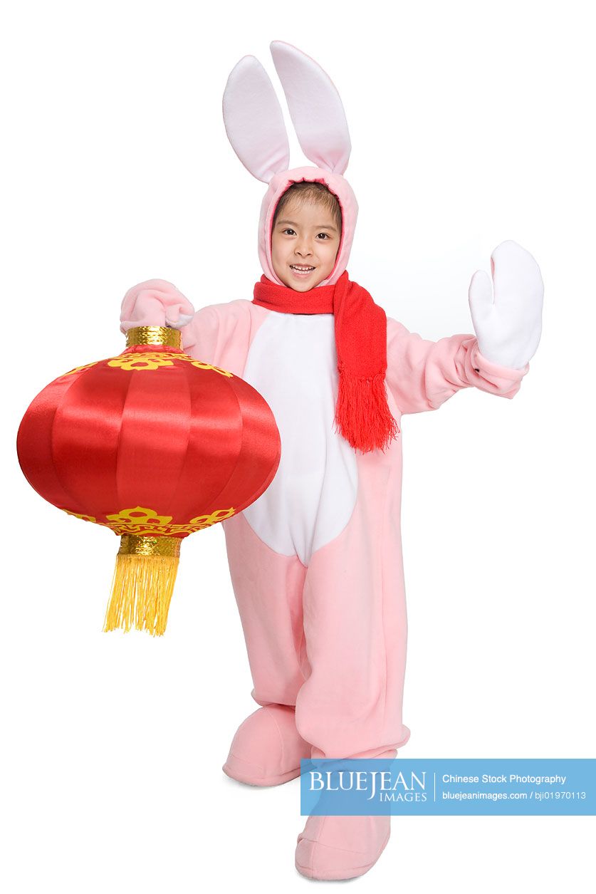 Little Chinese girl celebrating the Year of the Rabbit