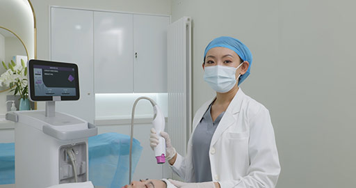 Young Chinese woman receiving beauty treatment in hospital,4K