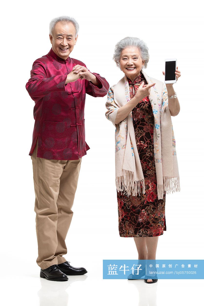 快乐的老年夫妇拜年-蓝牛仔影像-中国原创广告影像素材