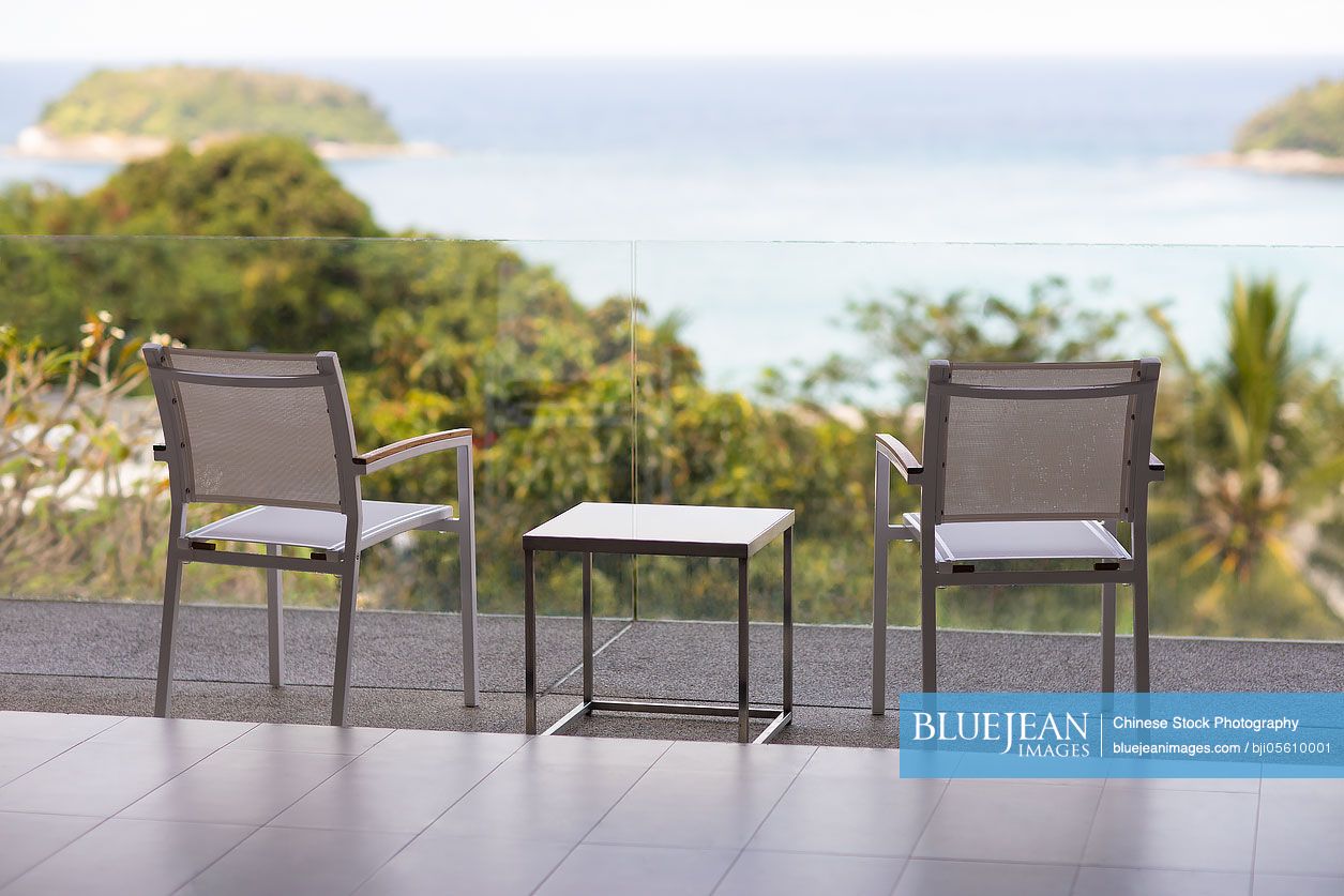 Table and chairs on balcony