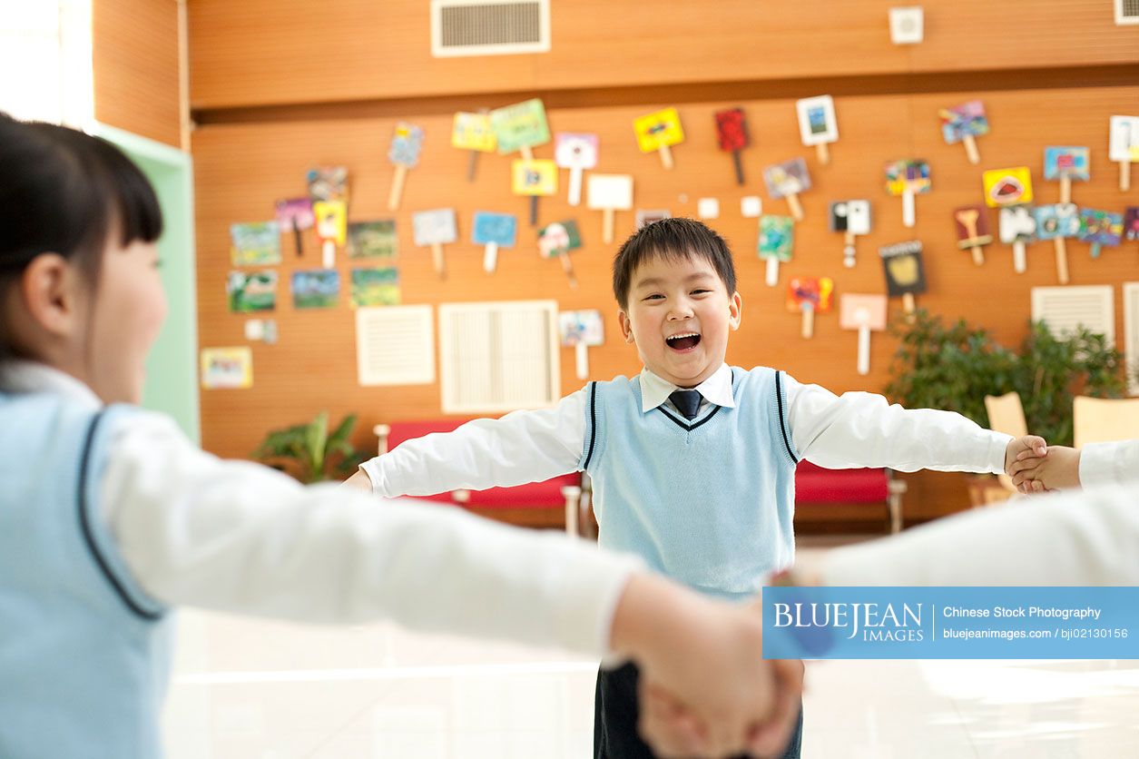 Chinese students playing in the classroom