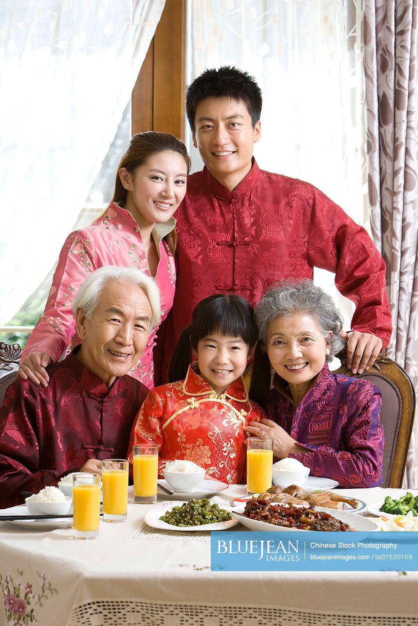Chinese family having new year dinner