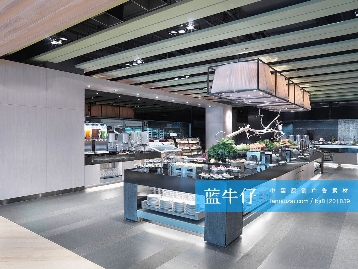 Arrangements at buffet counter in modern restaurant