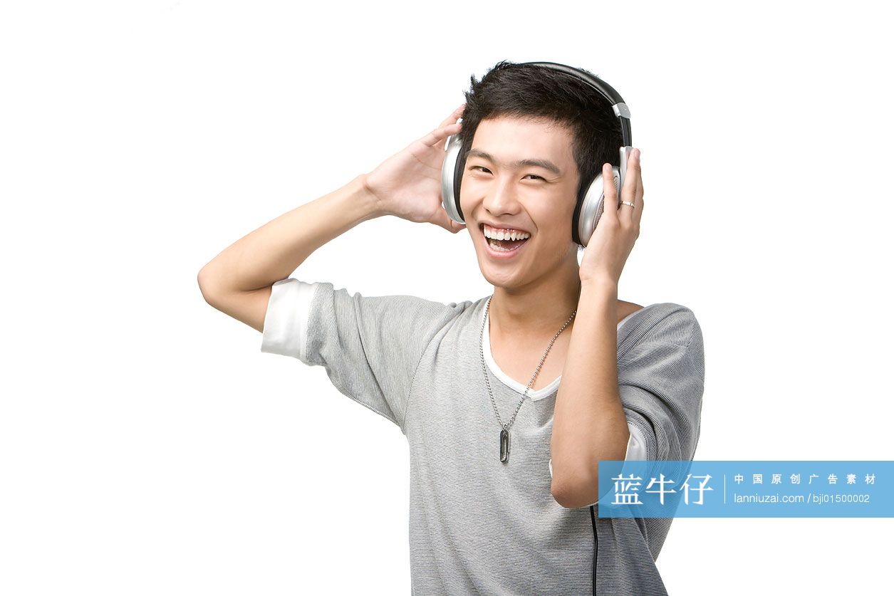 时尚男青年听歌-蓝牛仔影像-中国原创广告影像素材