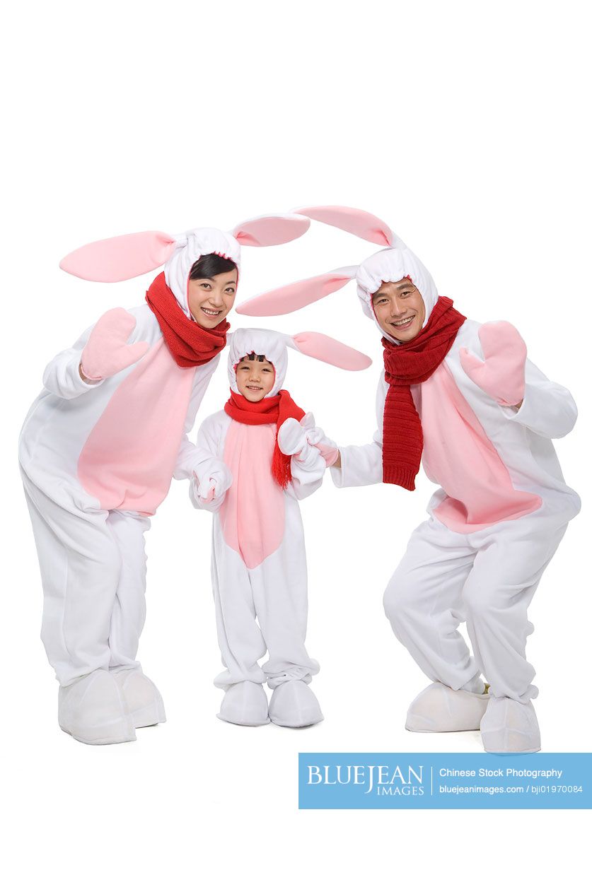 Chinese family celebrating the Year of the Rabbit