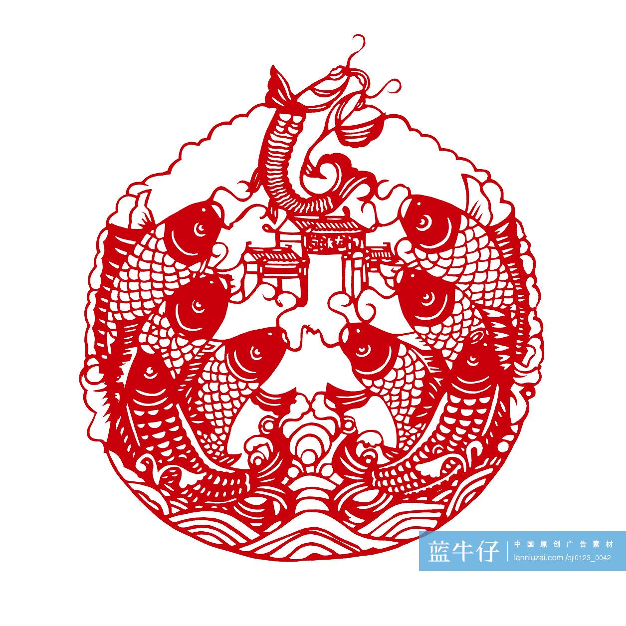 剪纸鱼群