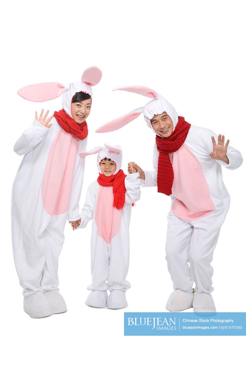 Chinese family celebrating the Year of the Rabbit