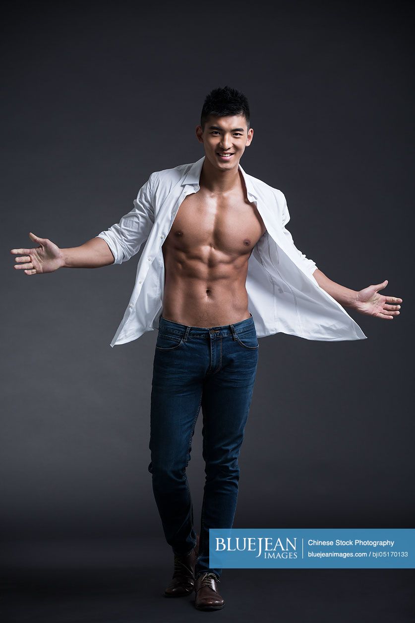 Portrait of young Chinese muscular man