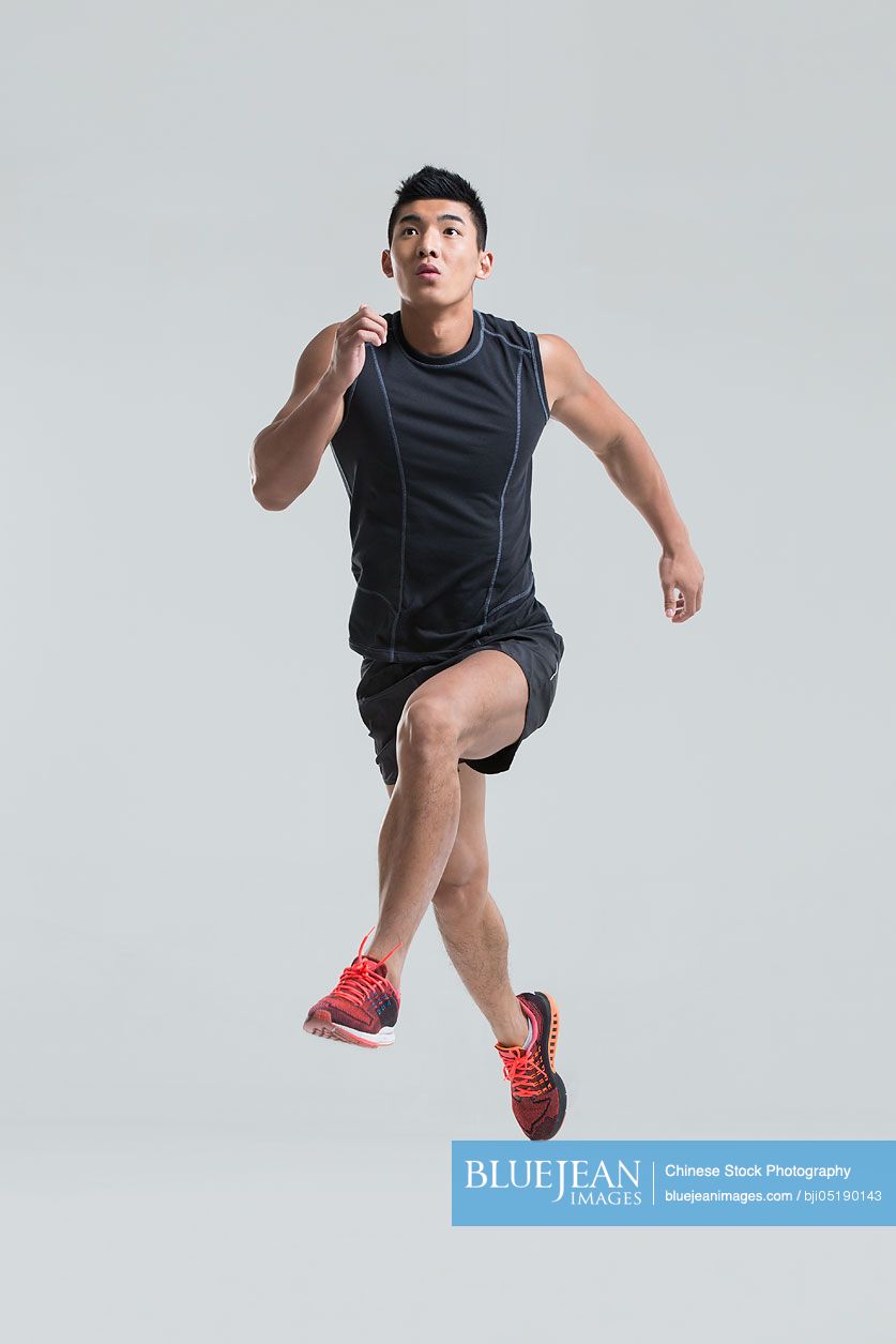 Male Chinese athlete running-High-res stock photo for download
