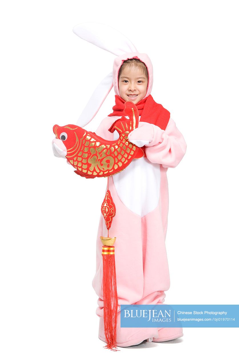 Little Chinese girl celebrating the Year of the Rabbit