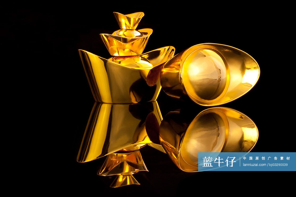 中国传统货币金元宝-蓝牛仔影像-中国原创广告影像素材