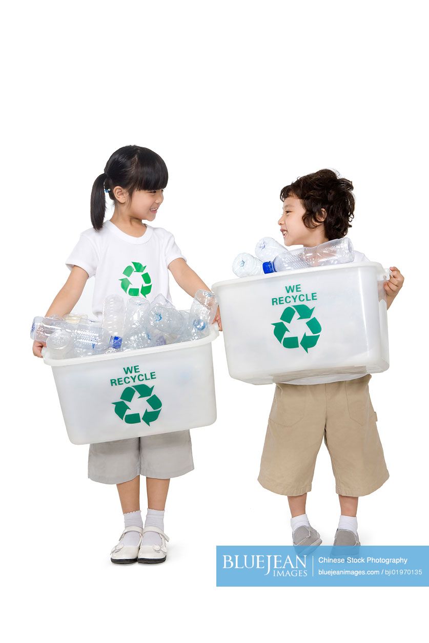 Portrait of eco-friendly Chinese kids