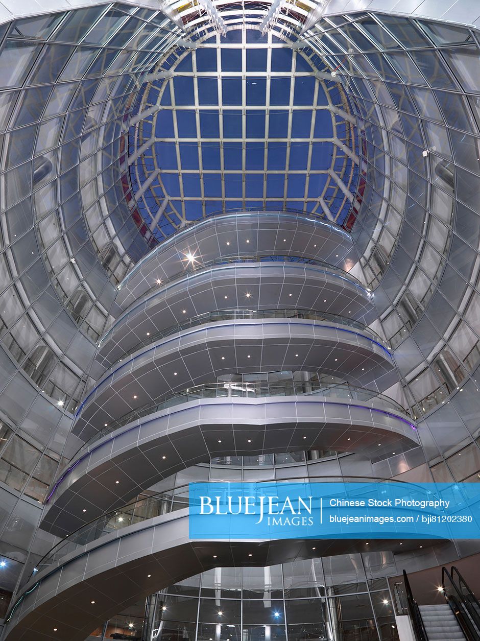 Modern spiral staircase of shopping mall