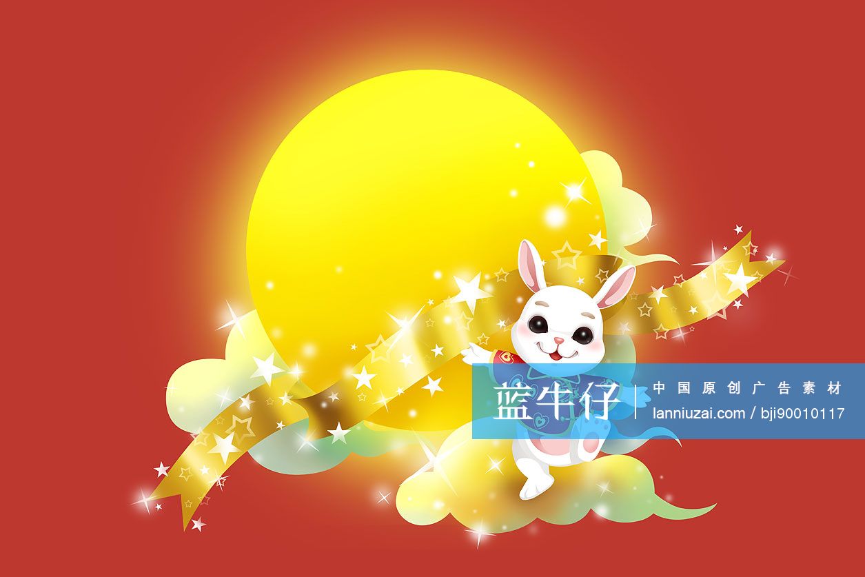 金色满月和玉兔