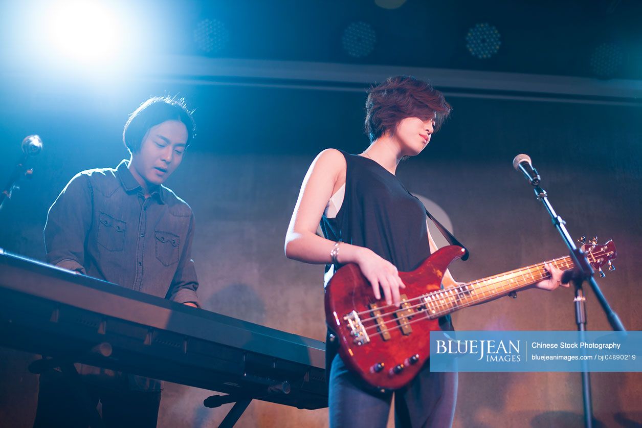 Chinese musical band performing on stage