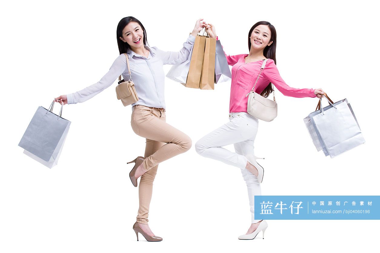 年轻闺蜜逛街购物-蓝牛仔影像-中国原创广告影像素材
