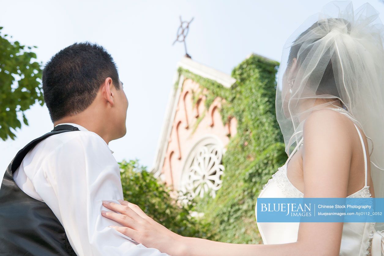 Chinese bride and groom on their wedding day