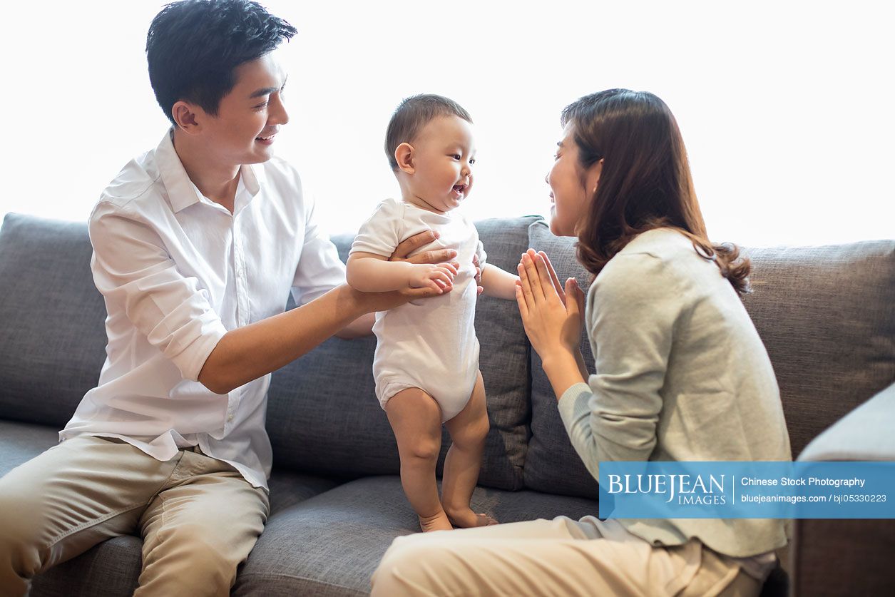 Happy young Chinese family